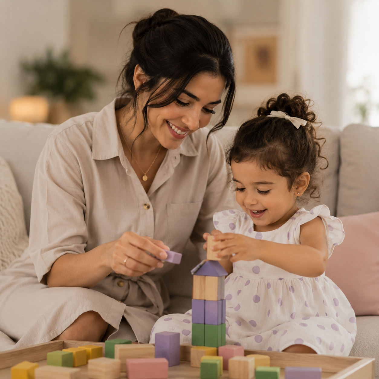Une mère algérienne joue avec sa fille